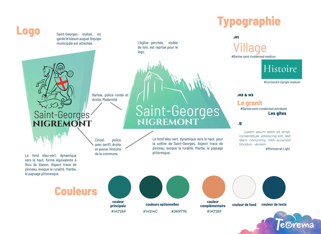 Charte graphique réalisée à partir du logo de Saint-Georges-Nigremont